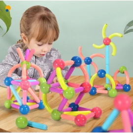 Deluxe DIY Flexible Magnet Rods Building Blocks Set Educational Stem Construction Toys Kids Puzzle 3D Magnetic Sticks and Balls